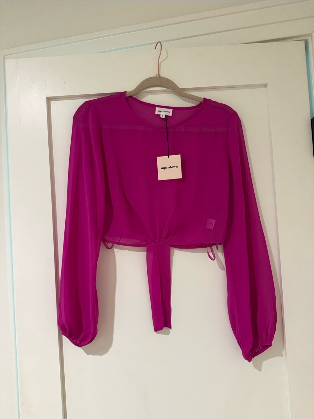 Superdown Jenna Tie front blouse in Fushsia